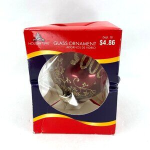 Vtg Holiday Time Santas on Silk Christmas Glass Ball Ornament Natale Di Padre